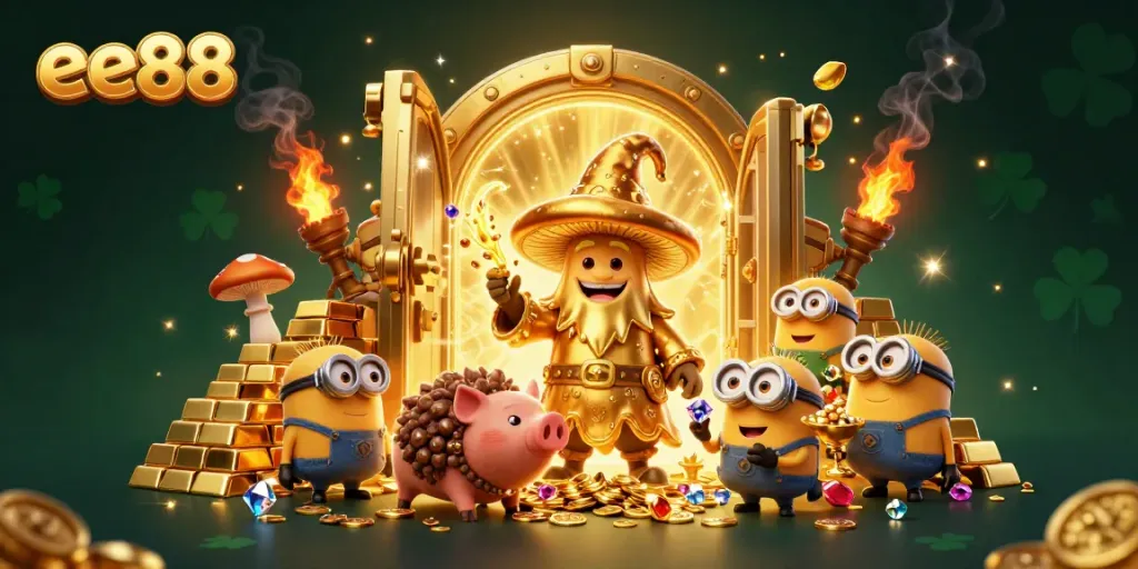 Experience thrilling wins with ee88's magical treasure scene full of gold and gems.