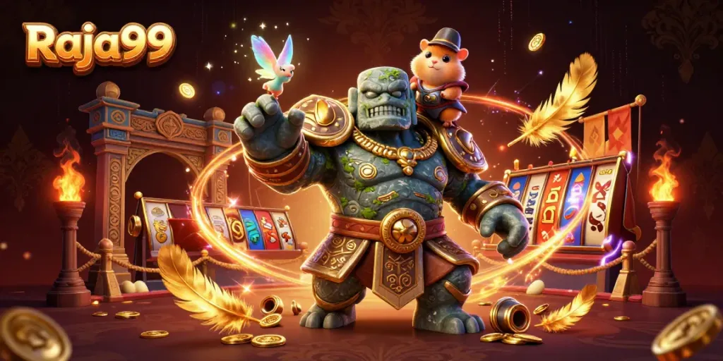 Raja99 menghadirkan atraksi permainan slot dengan karakter unik seperti golem, peri, dan ksatria hamster.