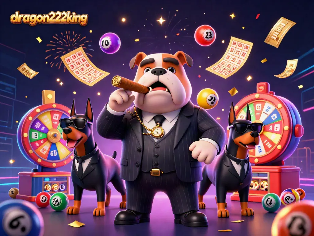 Experience the thrill of dragon222king casino with a vibrant 3D mafia-themed slot game illustration.