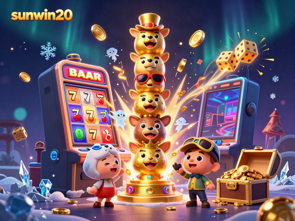 Experience exciting gameplay with sunwin20, featuring a dynamic casino scene with vibrant characters and game elements.