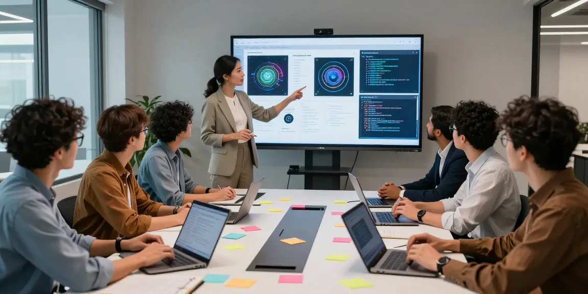 AI image detector displayed in a collaborative tech workspace with diverse team members analyzing AI-generated images.