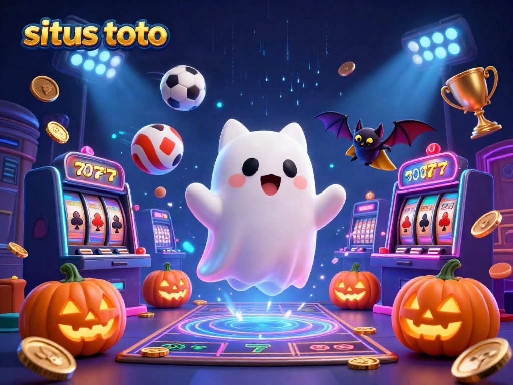 Experience the vibrant gaming world of situs toto with ghostly characters in a dynamic casino atmosphere.