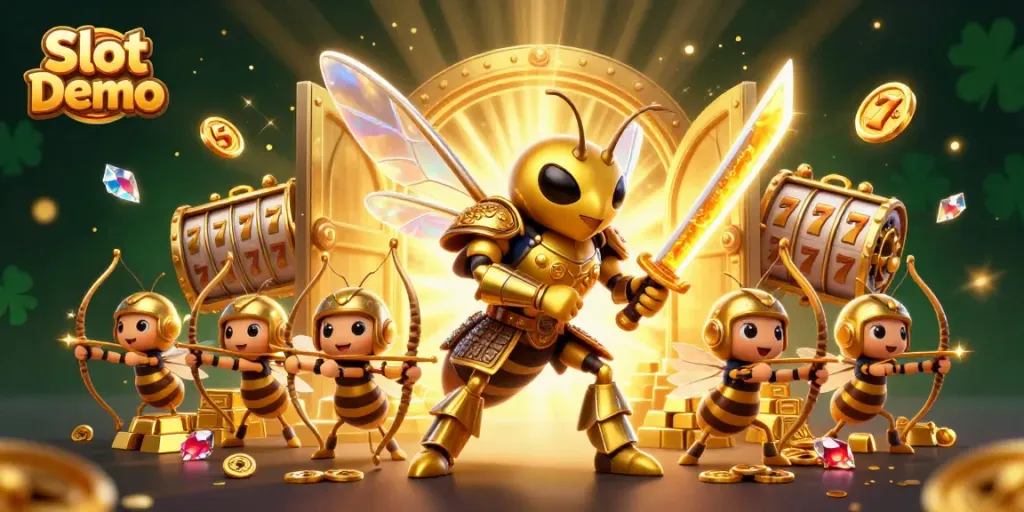 Experience Slot Demo with vibrant visuals featuring samurai hornet and treasure elements