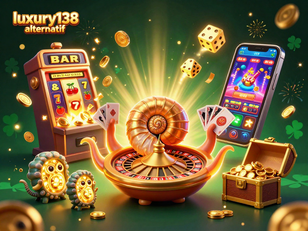 Gambarkan permainan mewah alternatif luxury138 dengan karakter nautilus kuno dan mesin slot buah yang spektakuler.