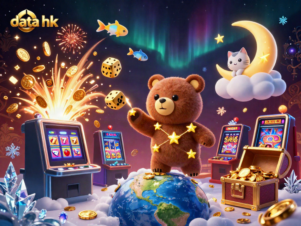 Mengambil data hk dengan keberuntungan dari mesin slot yang meledak, dikelilingi bintang emas dan cahaya berkilauan.
