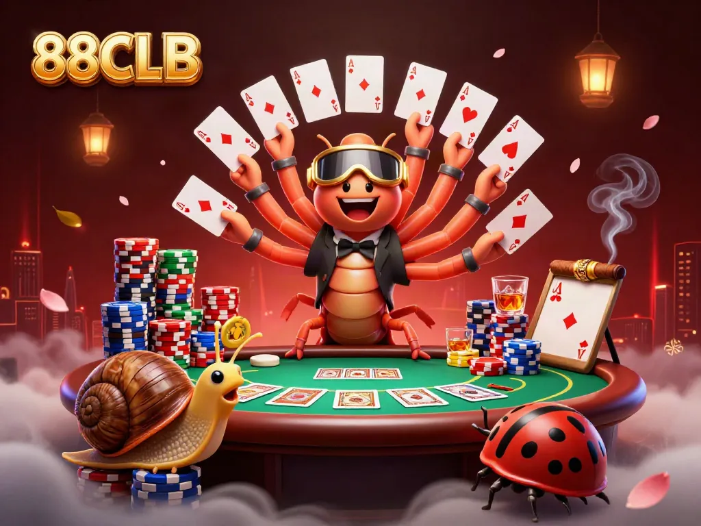 Engaging scene illustrating a unique 88CLB casino experience with vibrant characters and rich game elements.