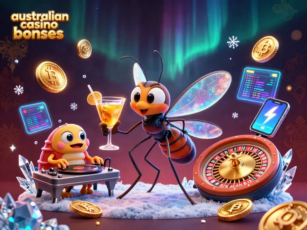 Experience the excitement of australian casino bonuses with a vibrant 3D casino scene featuring unique characters and elements.