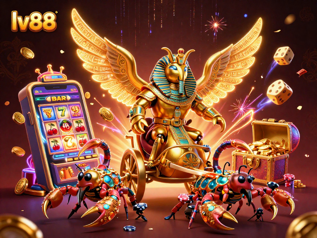 Experience excitement at lv88 with a 3D golden scarab and casino games bursting with action.