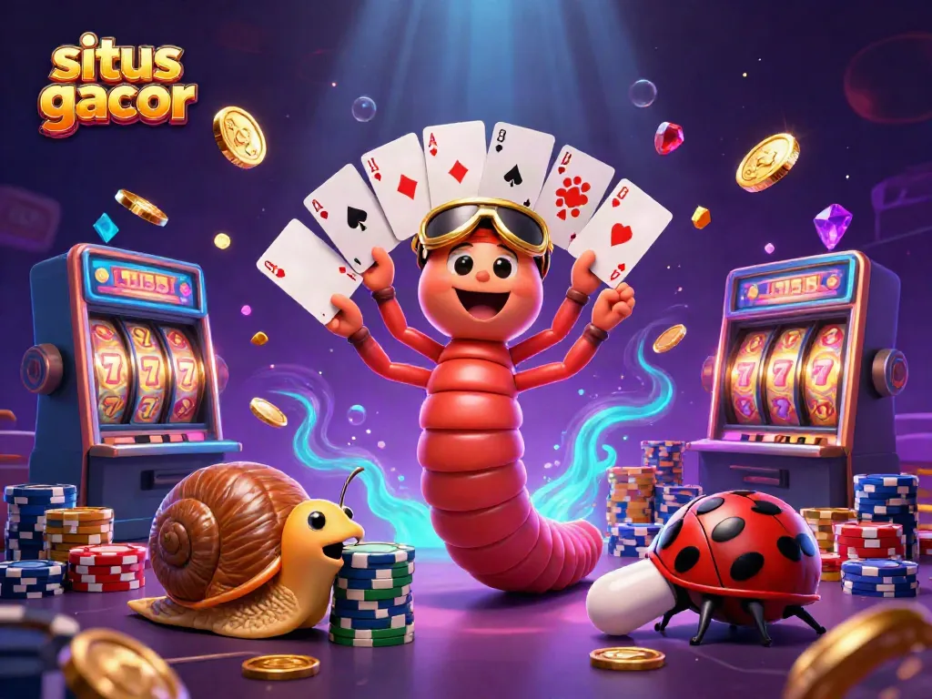 Experience thrilling gameplay on situs gacor with vibrant slot machine reels and a lively dealer!