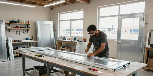 Al taher carepentry and aluminium artisan fabricating custom gates in modern workshop.