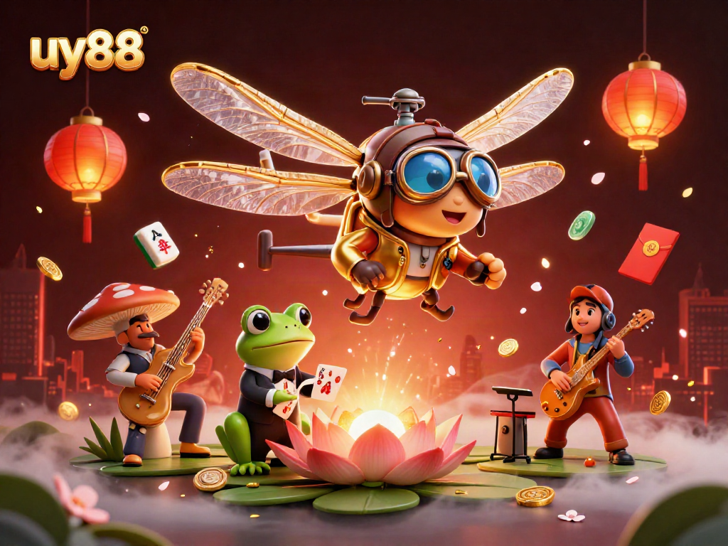 Experience the excitement of uy88 with a vibrant casino scene featuring unique characters and magical elements.