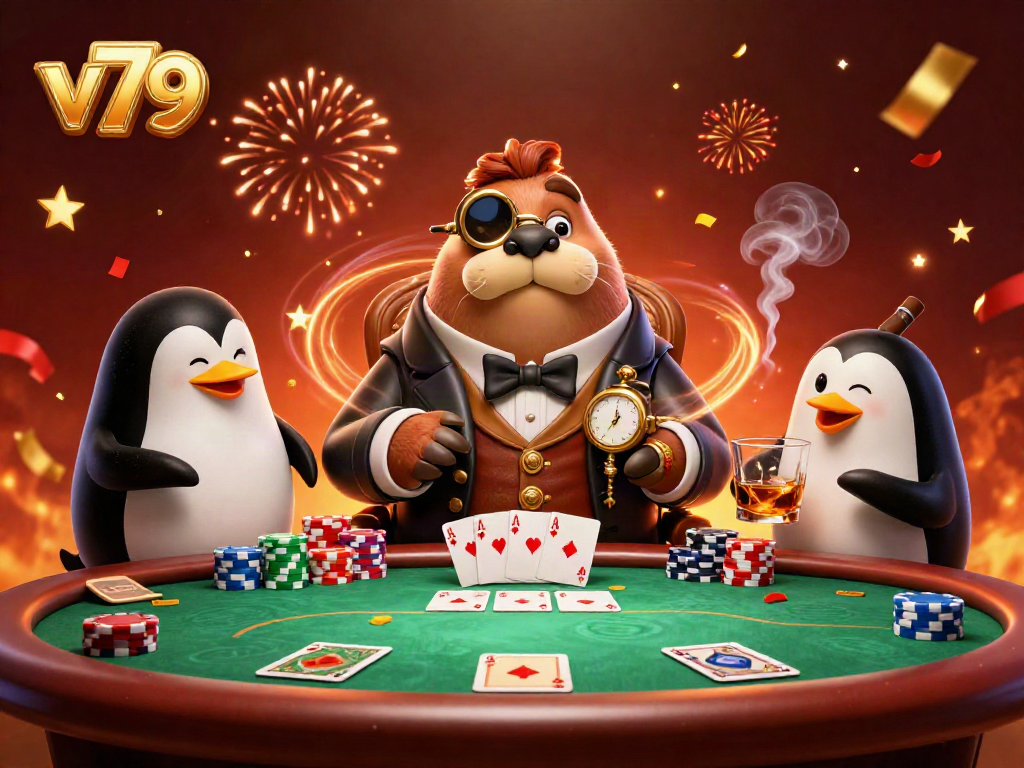 Join the excitement at v79 with underwater poker featuring a walrus, penguin dealer, and playful pufferfish.