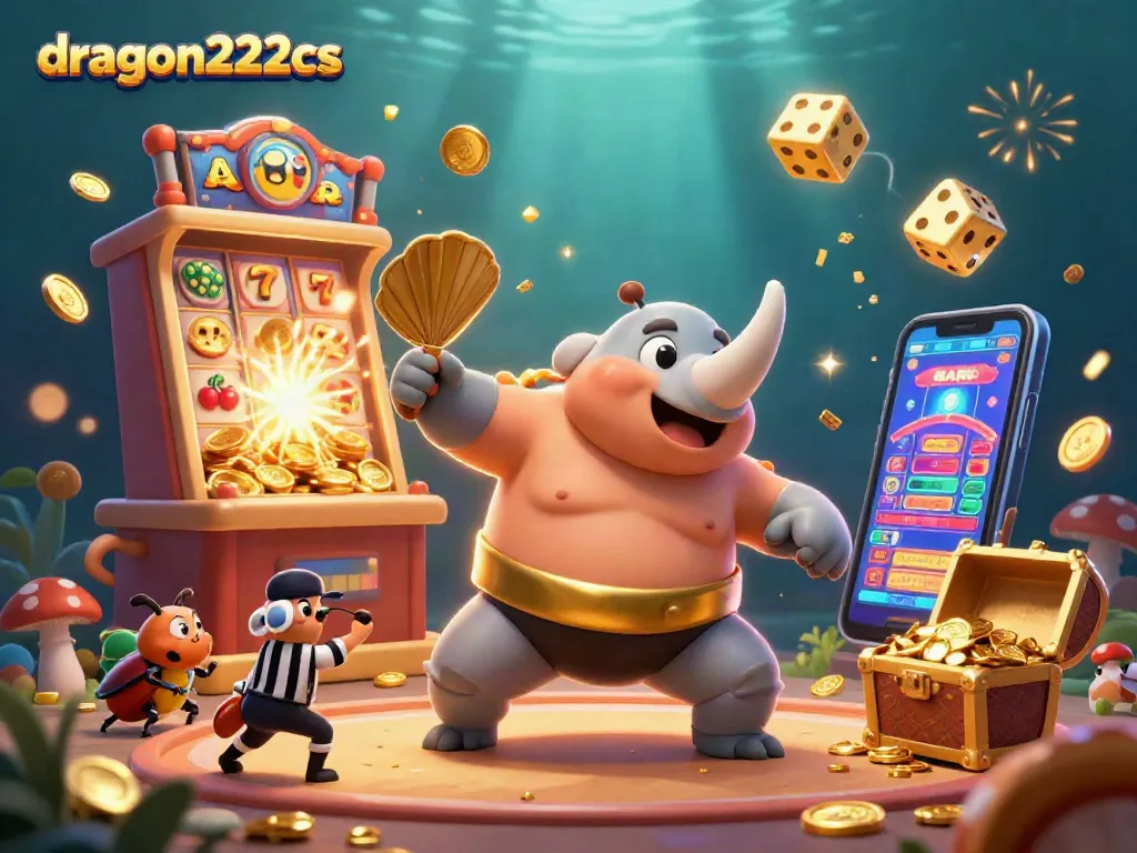 Spin and win with dragon222cs at this exciting online casino illustration featuring thrilling game elements.
