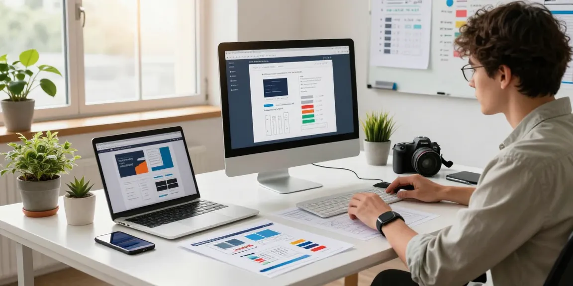 Espacio de trabajo moderno con profesional trabajando en hosting en México, mostrando creatividad y productividad.
