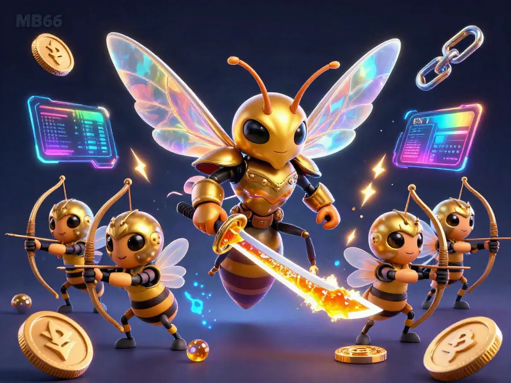 Engage with MB66 at the casino, featuring vibrant characters and crypto elements illustrating thrilling gaming.