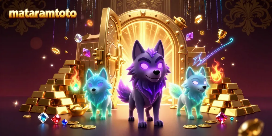 Experience the thrill of winning with mataramtoto's 3D casino adventure featuring dynamic wolves and treasures.