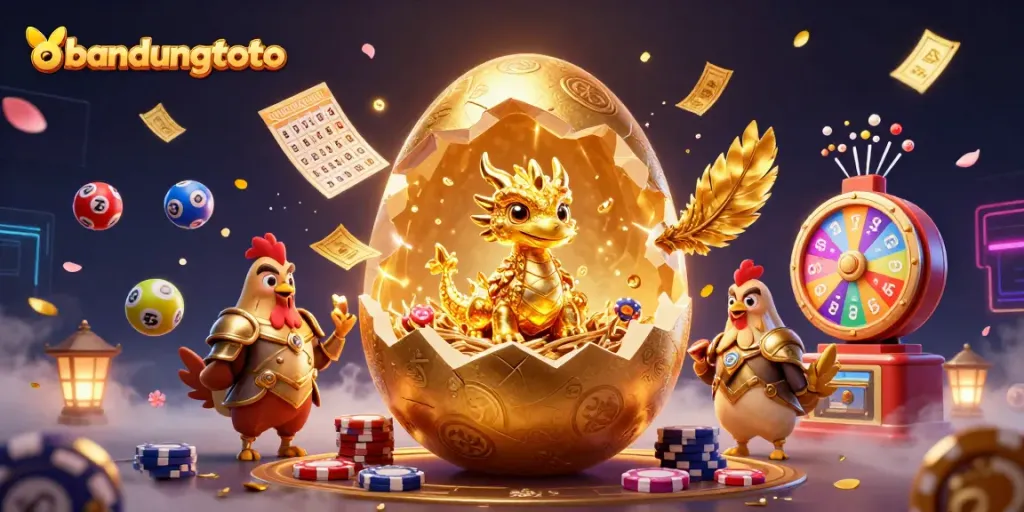 Experience thrilling gaming with bandungtoto, featuring a golden dragon and dynamic lottery elements.