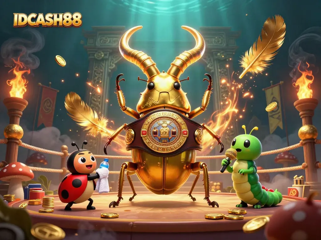 Experience the excitement of IDCASH88 Slots with a dynamic and colorful casino scene featuring animated characters.