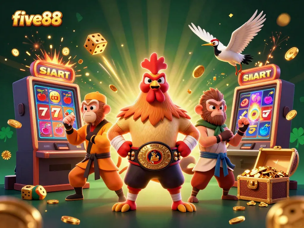 Experience the excitement of five88's casino with vibrant 3D characters and thrilling jackpots.