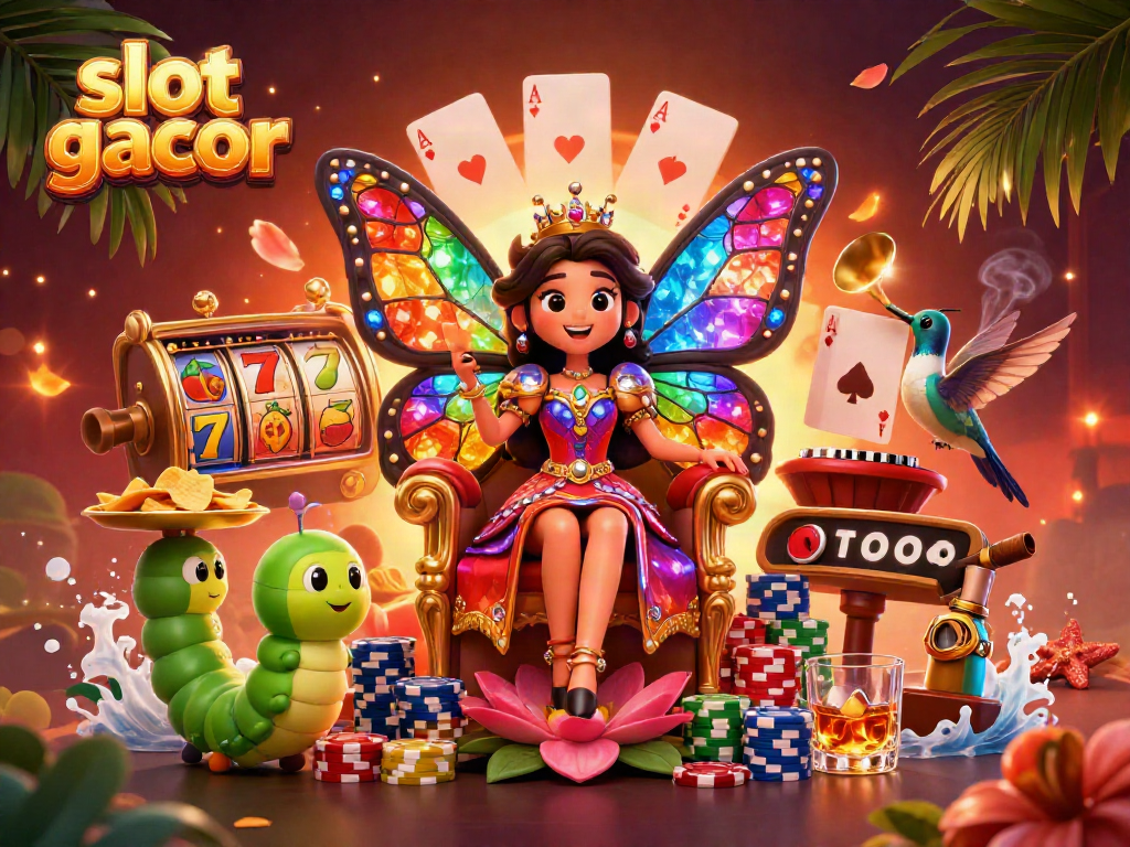 Menyediakan slot gacor terbaik dengan karakter ratu kupu-kupu dan elemen kasino menarik.