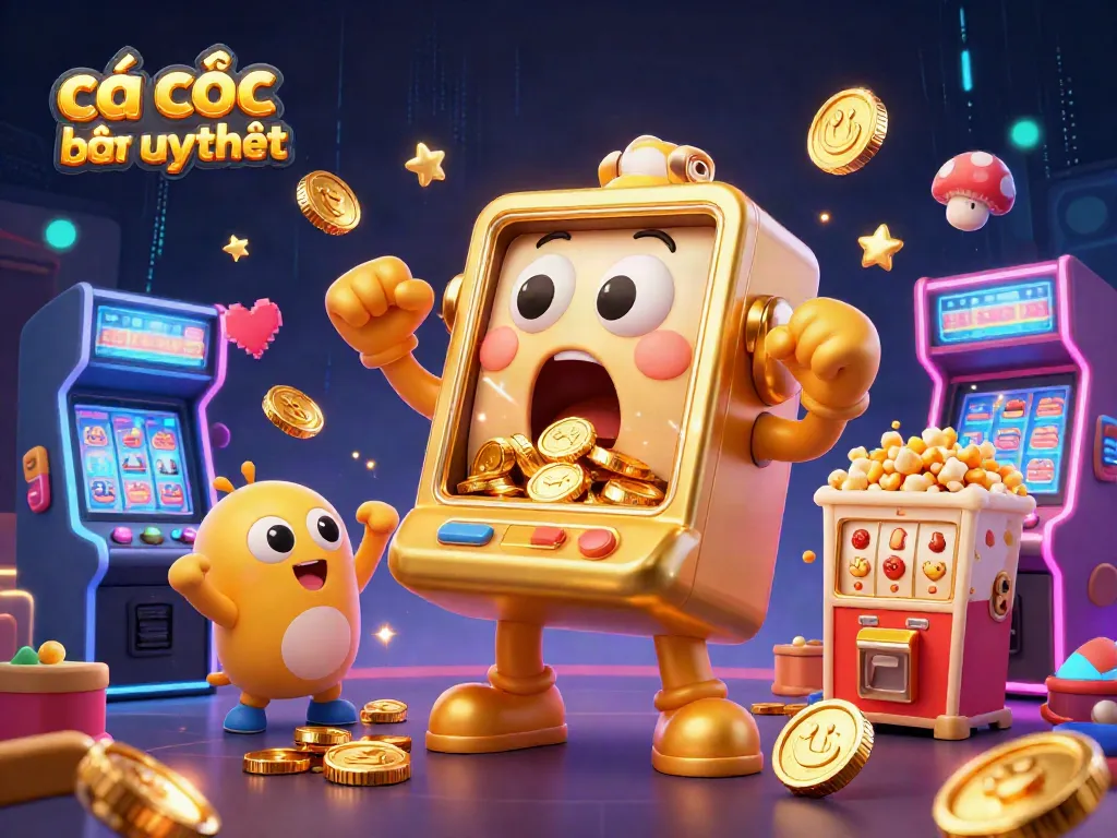Cá cược bóng đá uy tín thể hiện cảm xúc phấn khích khi giành chiến thắng trong casino cùng với các máy slot nhỏ vui mừng.