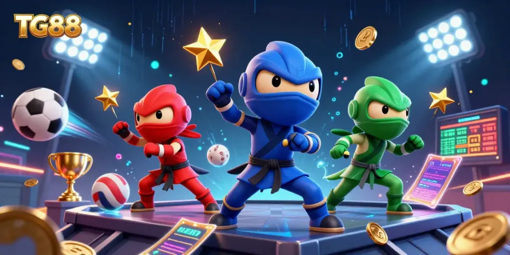 Experience the excitement of TG88 with ninja chameleons showcasing action-packed casino gaming elements.