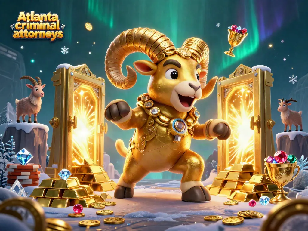 Engaging illustration showcasing Atlanta criminal attorneys with gambling elements like treasure and gold coins