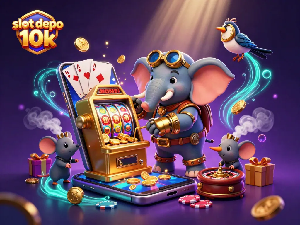 Play exciting games at slot depo 10k with vibrant colors, coins, and thrilling animations.