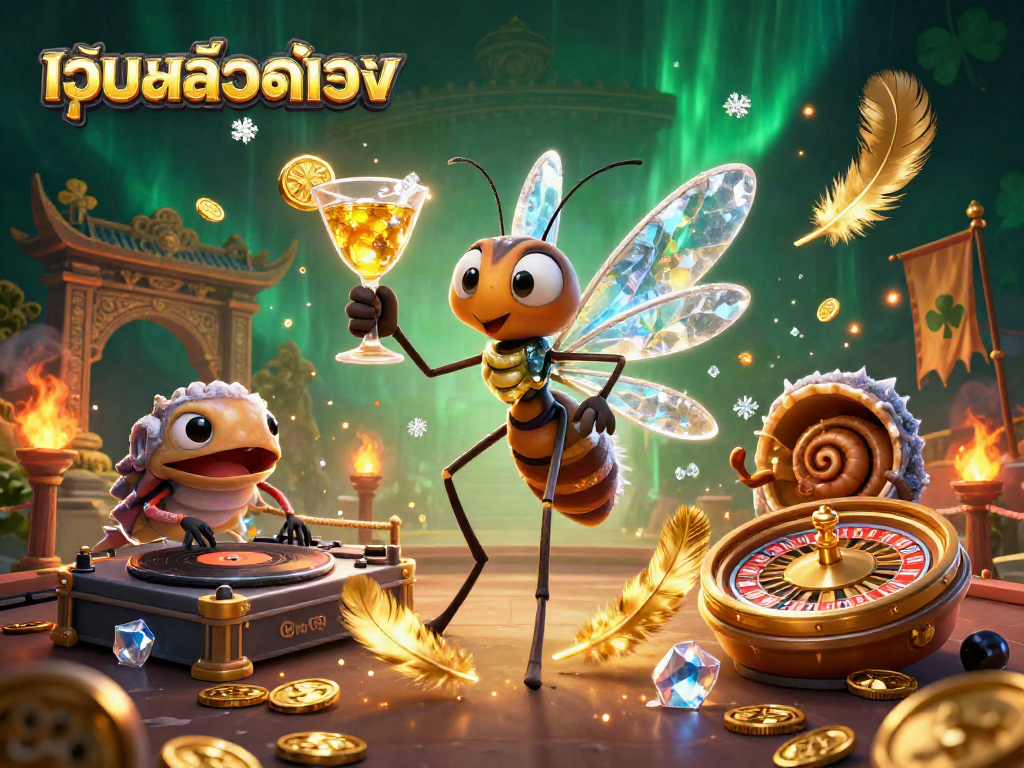 Engage in thrilling gaming at เว็บสล็อตตรง with this vibrant 3D illustration of casino elements.