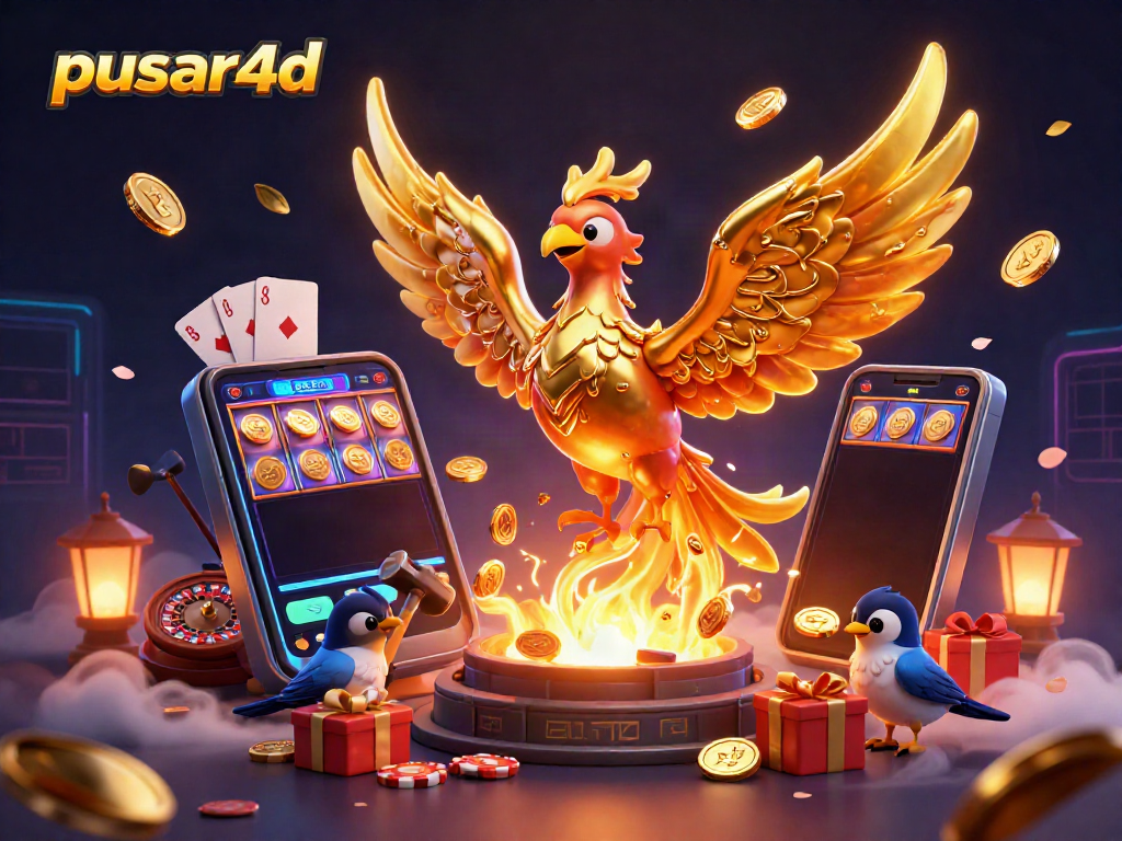 Unlock dazzling wins with pusar4d, featuring a molten golden phoenix and vibrant slot games.