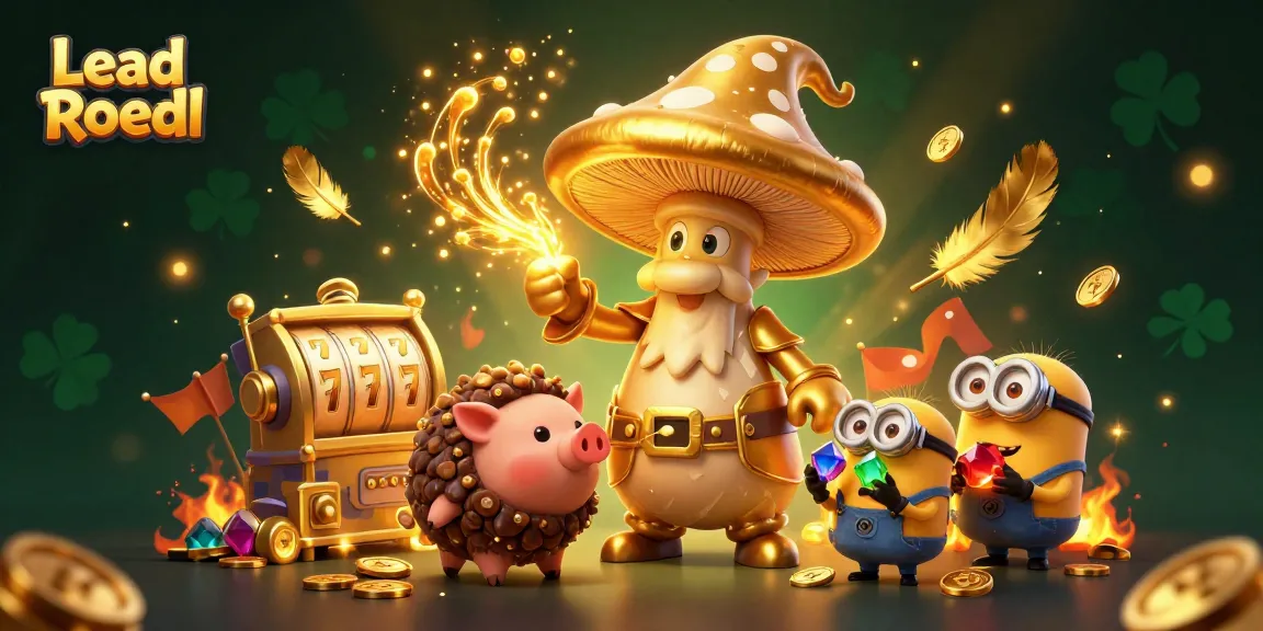 Engage in exciting slots with Lead Roedl's golden mushroom wizard casting luck-filled magic.