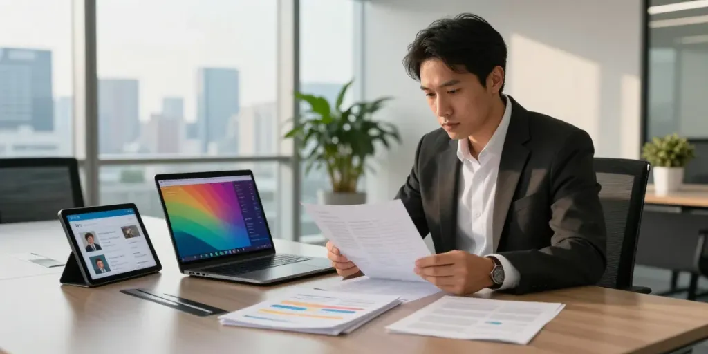 Analyzing Charles Field Marsham net worth in a professional office setting with financial reports and data.