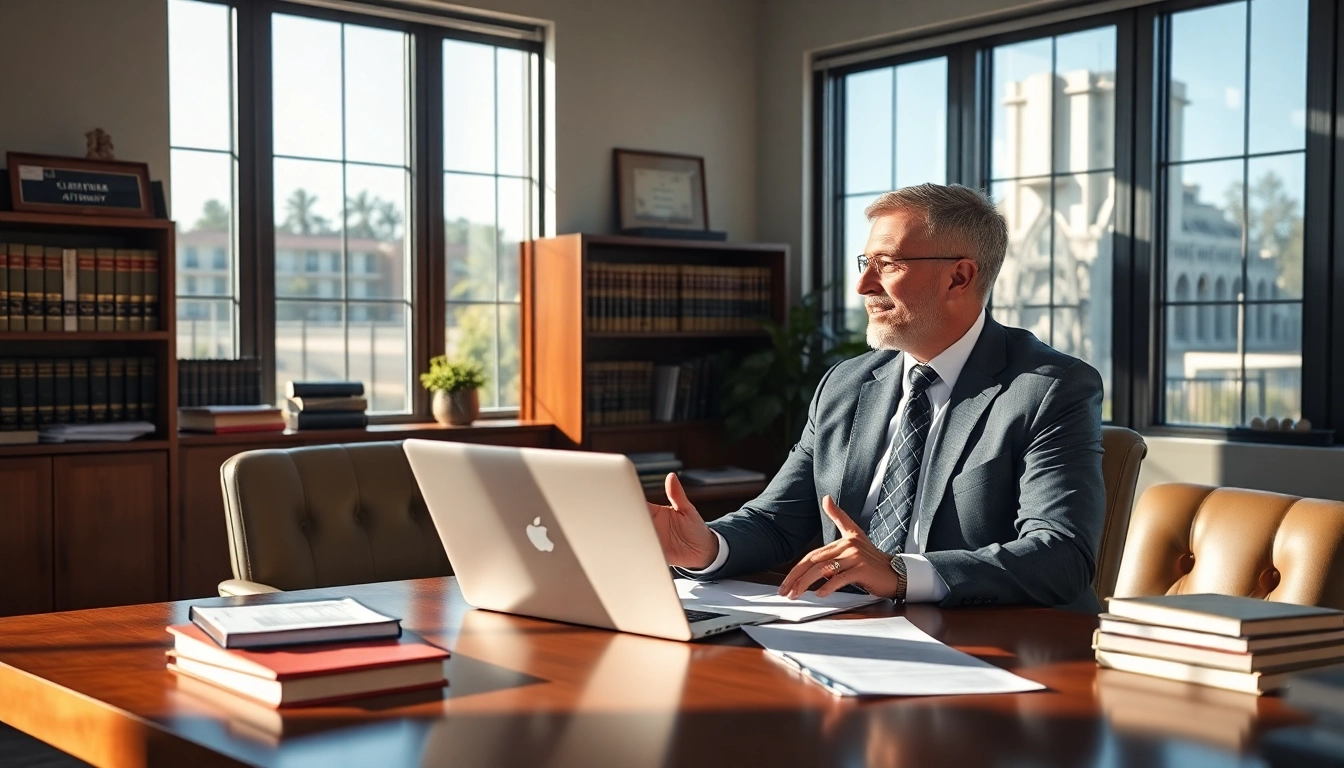 Truck accident attorney Clearwater consulting with a client in an inviting office.