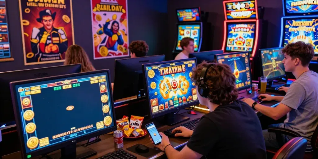 JPTOTO, pemain terlibat dalam mesin slot online dengan suasana energik dan grafis cerah.