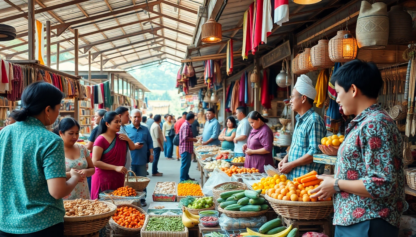 Showcase a vibrant scene of a traditional economy market with local vendors.