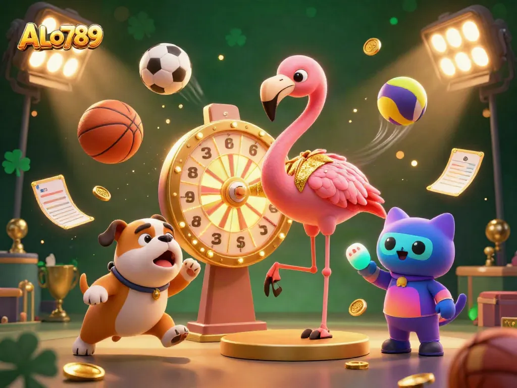 Experience the thrill of ALo789's exciting casino games with interactive characters and dynamic sports elements.