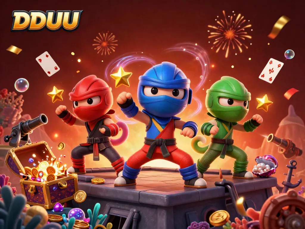Engage with DDUU’s thrilling online casino action featuring vibrant ninja chameleons!