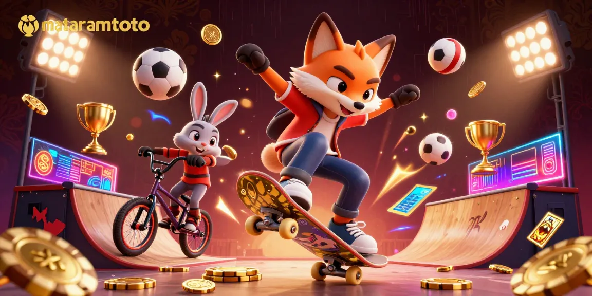 Experience the thrilling action at mataramtoto with vibrant cartoon characters showcasing dynamic gaming elements in a rich casino environment.