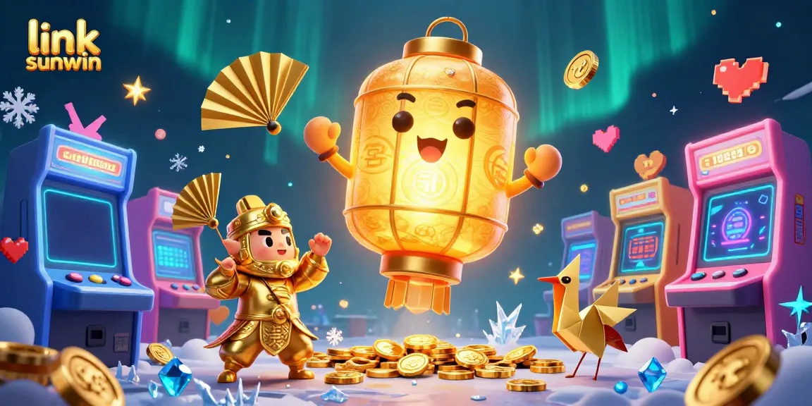 Experience the vibrant world of online gaming with link sunwin, showcasing a golden lantern spirit amid dynamic casino elements.