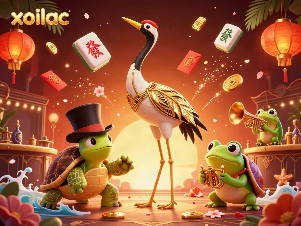 Experience thrilling live betting action on Xoilac with vibrant characters amidst casino-themed elements.