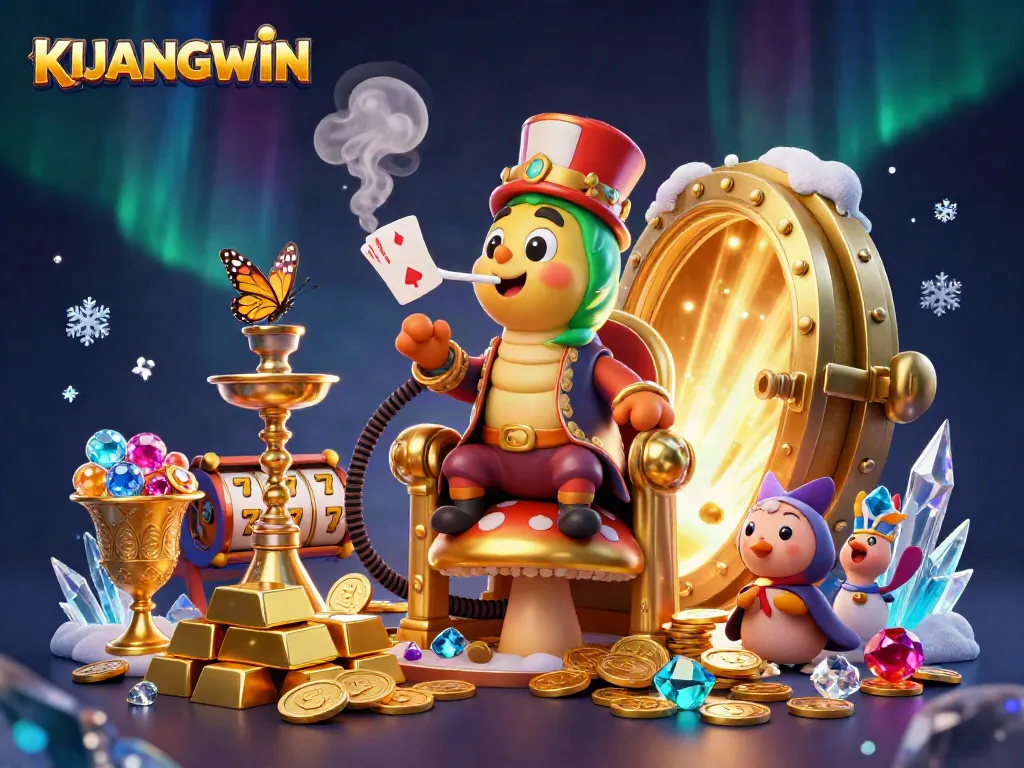 Menggambarkan KIJANGWIN, permainan slot dengan simbol poker, emas dan batu permata, menciptakan pengalaman bermain yang menarik.