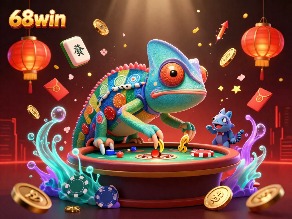 Experience the thrill of 68win with our vibrant 3D casino art showcasing an exciting game environment.