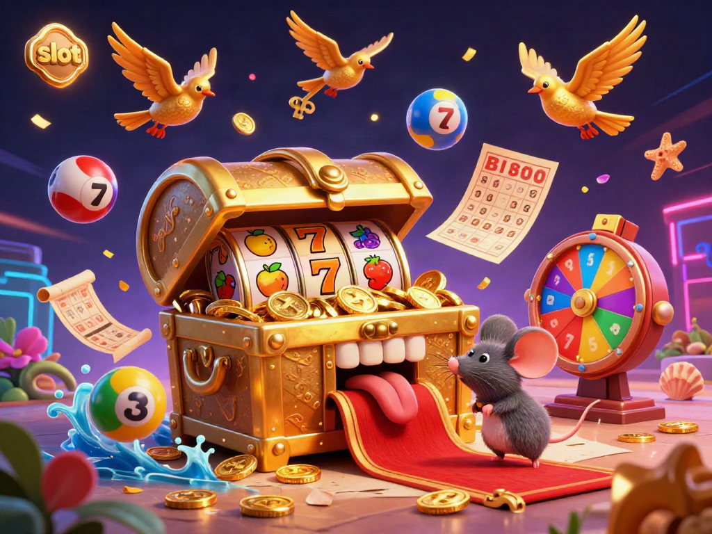 Pemain suka slot dengan banyak keuntungan di BMWSLOT88, ilustrasi warna-warni tentang permainan slot.