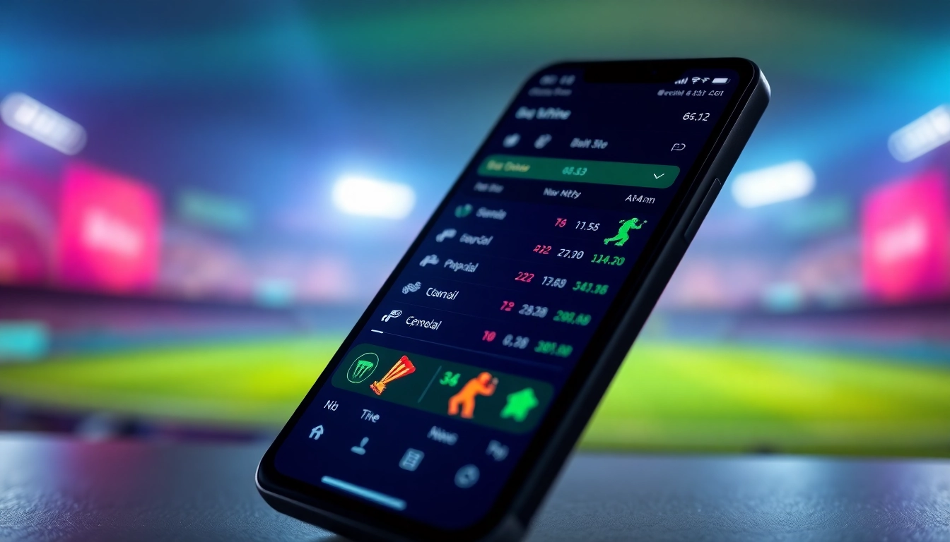 Engaging display of online sportsbooks India app interface on a smartphone highlighting vibrant betting options.