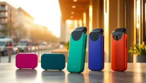 hqd pods in bunten Farben und modernem Design, elegant präsentiert auf einem urbanen Hintergrund