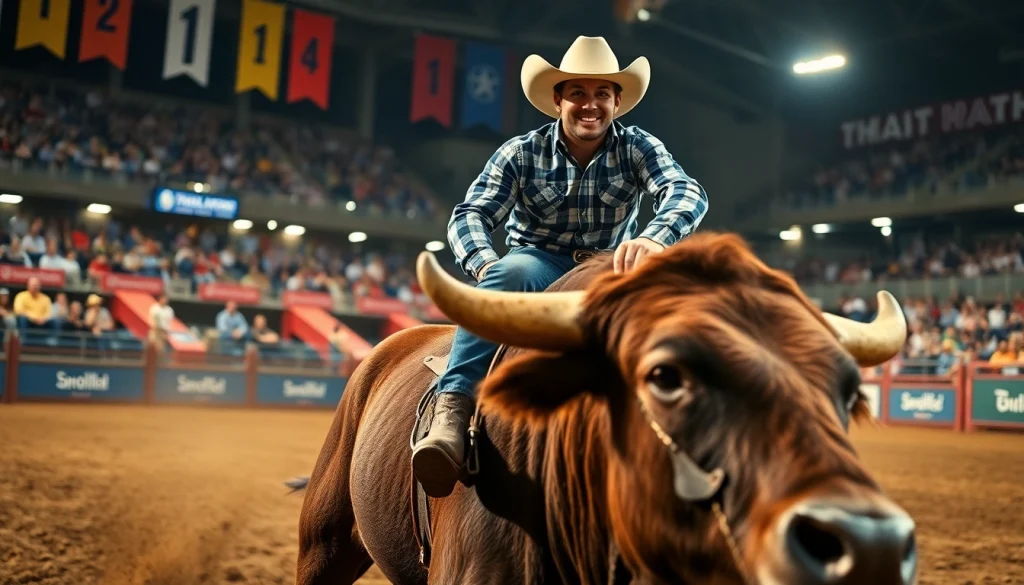 Chance Freeman riding a bull in an exciting rodeo scene full of energy and action.