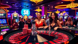 Experience the thrill of S8 gaming at a luxurious casino table with live dealer action.