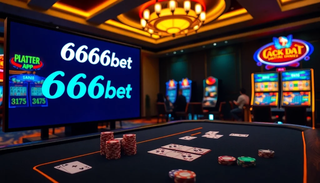 Experience the thrill of betting with the vibrant 6666bet App in a luxurious casino ambiance.