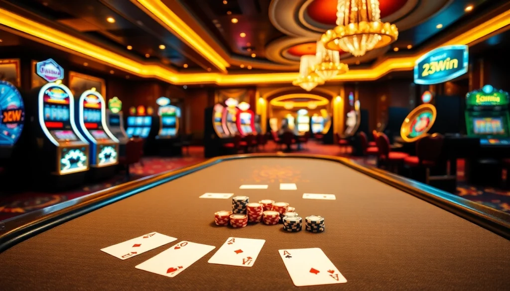 Engaging poker game session at 23win casino showcasing luxury and excitement.