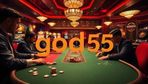 Experience excitement at god55 with professional poker players at a luxurious casino table.